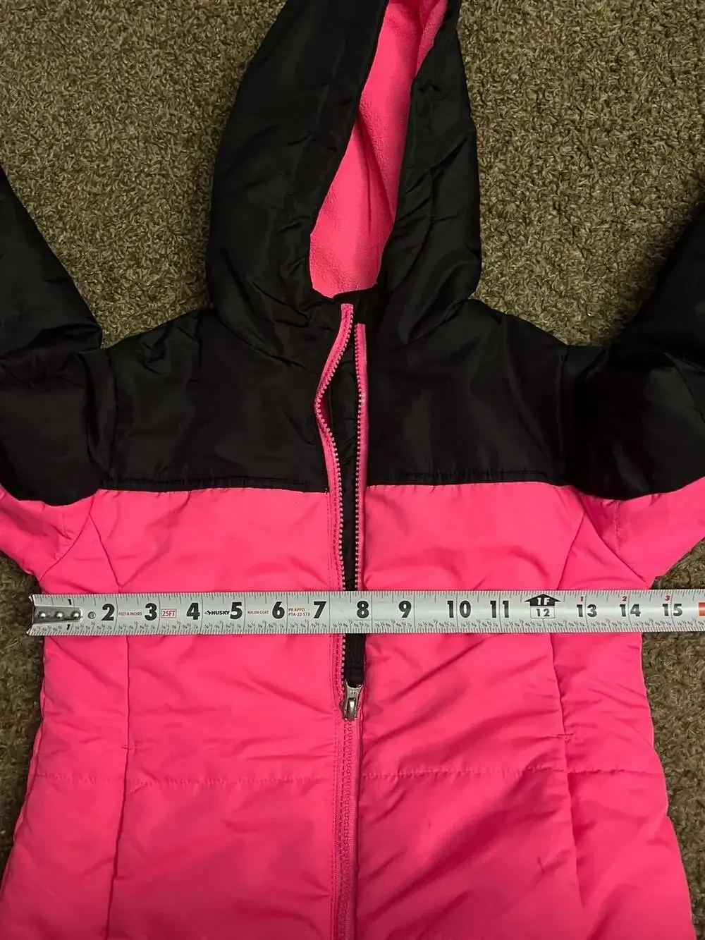 Girls Winter Puffer Jacket Size XS/XCH (4-5) Pink Black Hooded